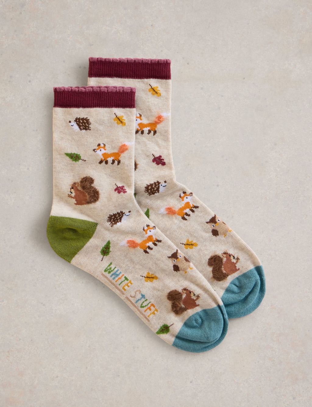 Cotton Rich Woodland Animal Ankle High Socks