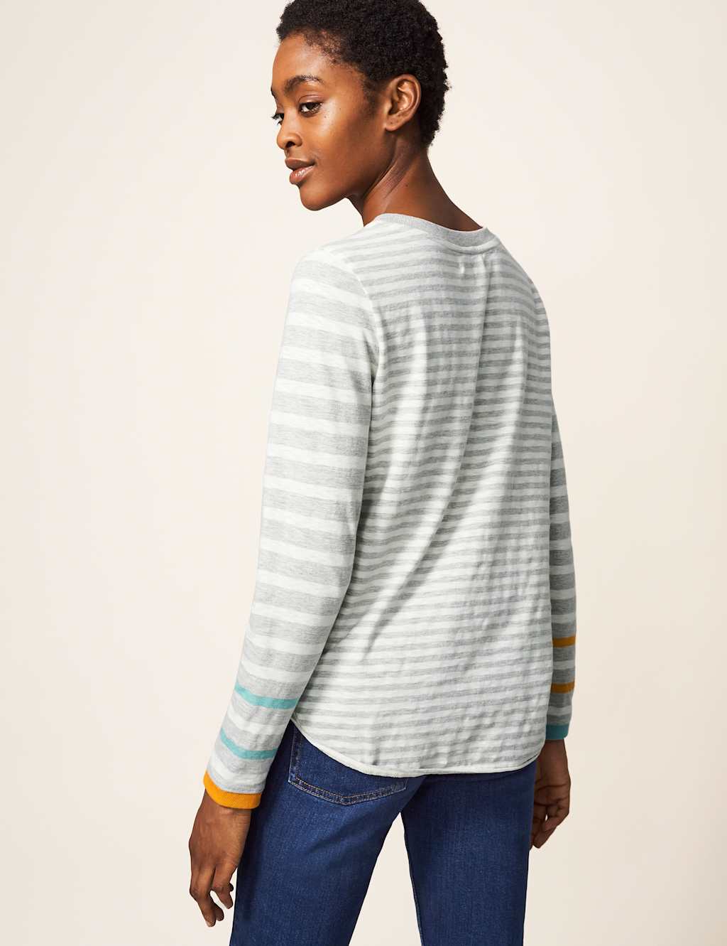 Pure Cotton Striped Crew Neck Top image 2