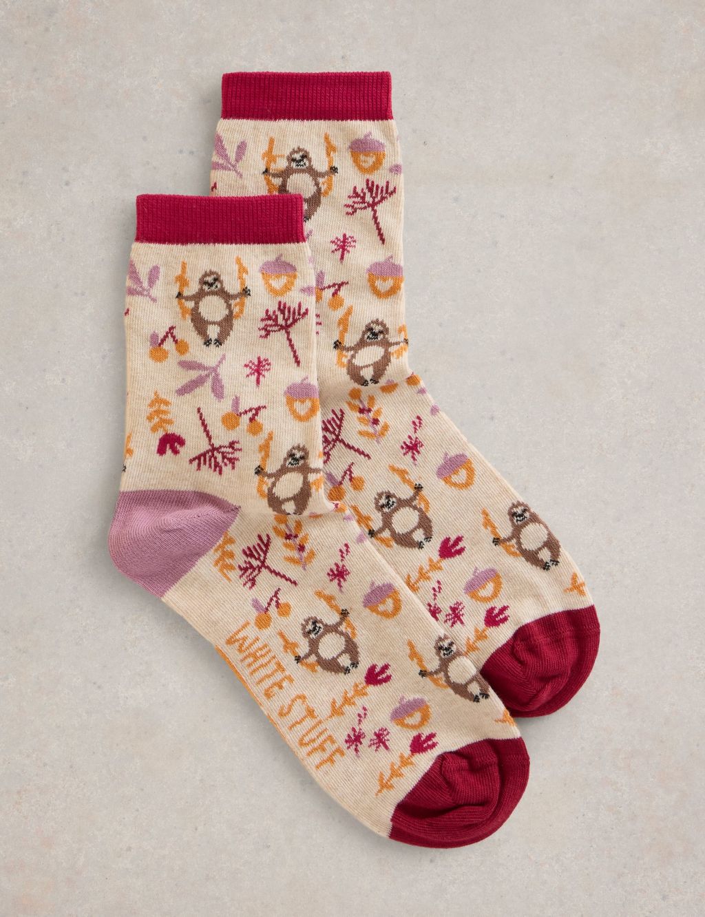 Cotton Rich Sloth Ankle High Socks