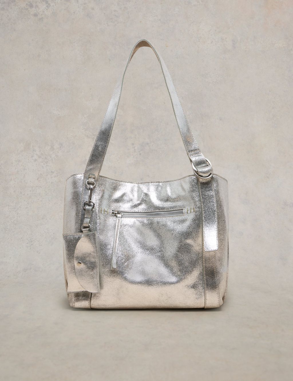 Leather Metallic Tote Bag