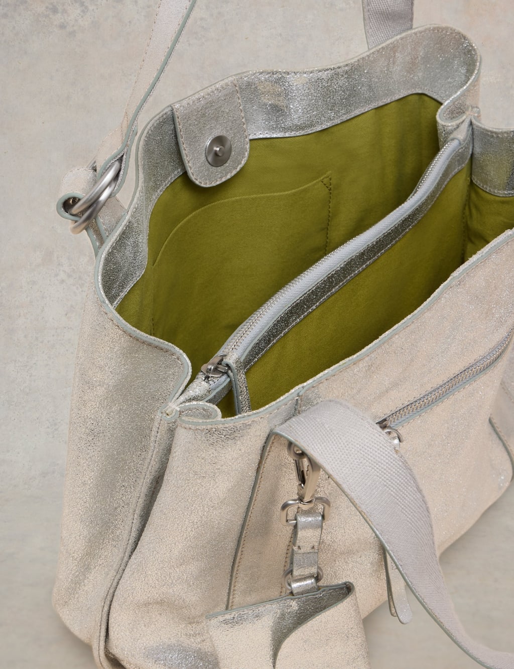 Leather Metallic Tote Bag image 4
