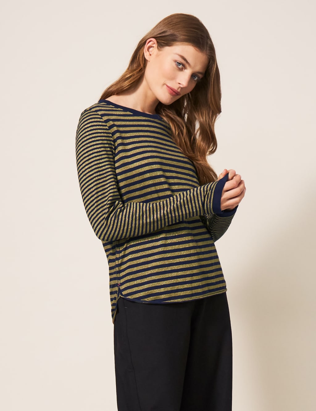 Cotton Rich Sparkly Striped Top image 1