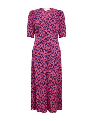 Floral V-Neck Short Sleeve Midi Tea Dress | Finery London | M&S