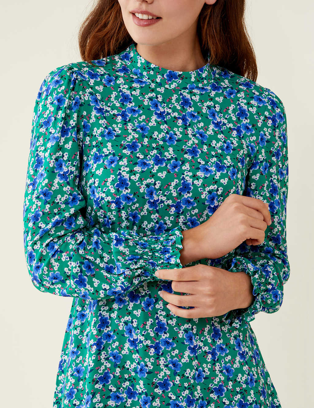 Floral High Neck Knee Length Tea Dress image 2
