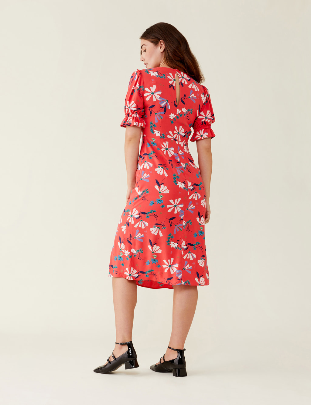 Floral Puff Sleeve Midi Tea Dress image 2