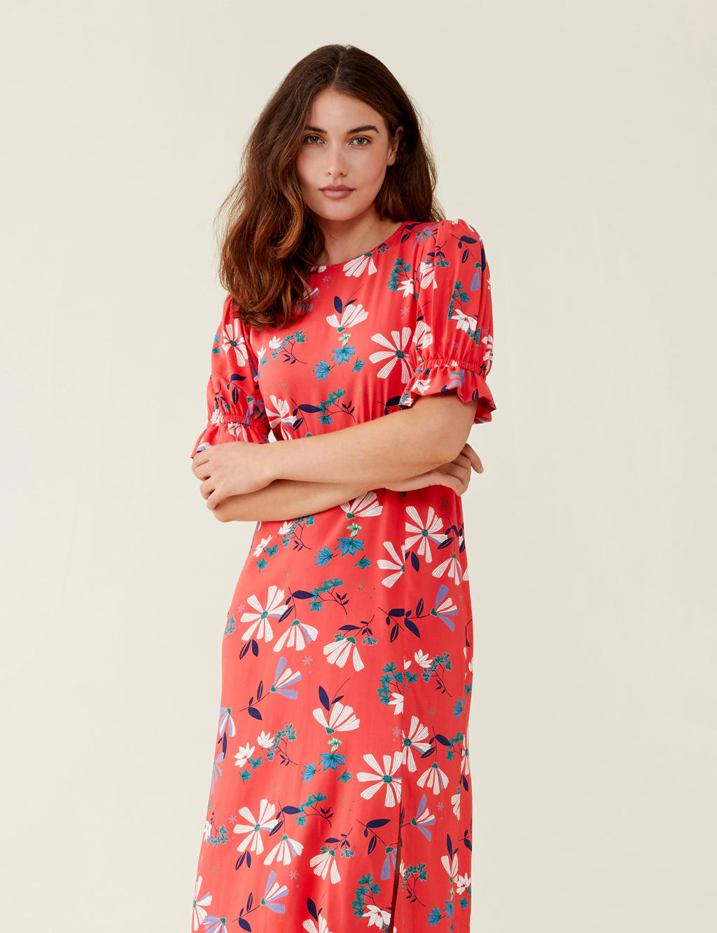 Floral Puff Sleeve Midi Tea Dress image 3