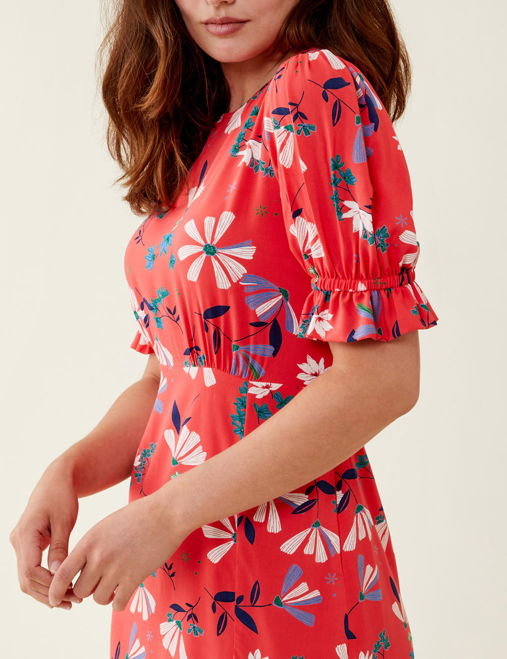 Floral Puff Sleeve Midi Tea Dress image 4