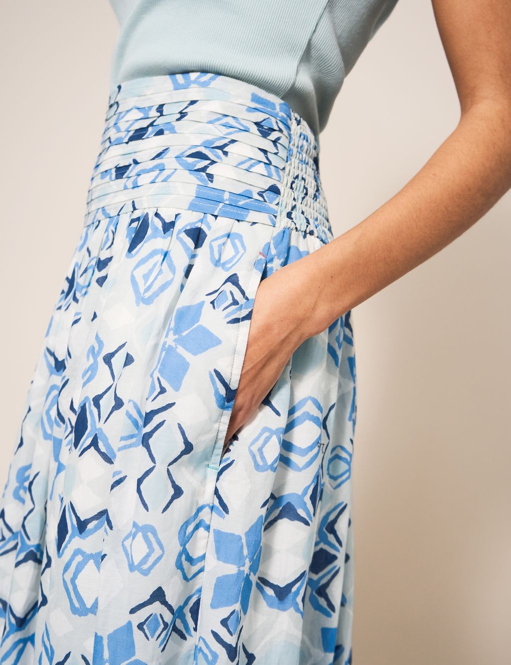 Cotton Rich Printed Midi A-Line Skirt image 4