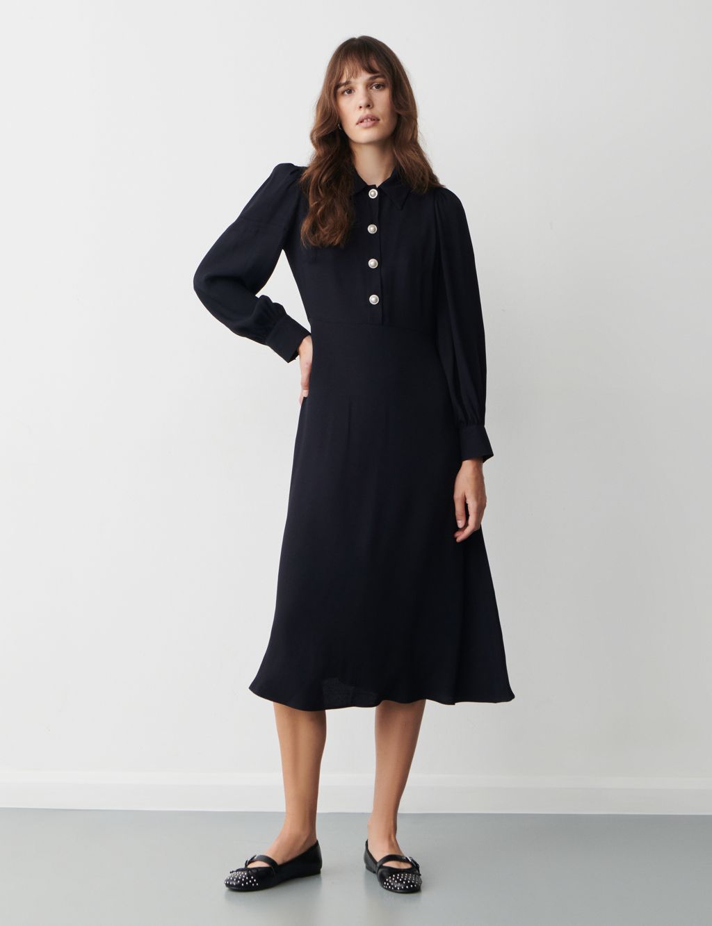 Button Front Midi Waisted Dress image 1