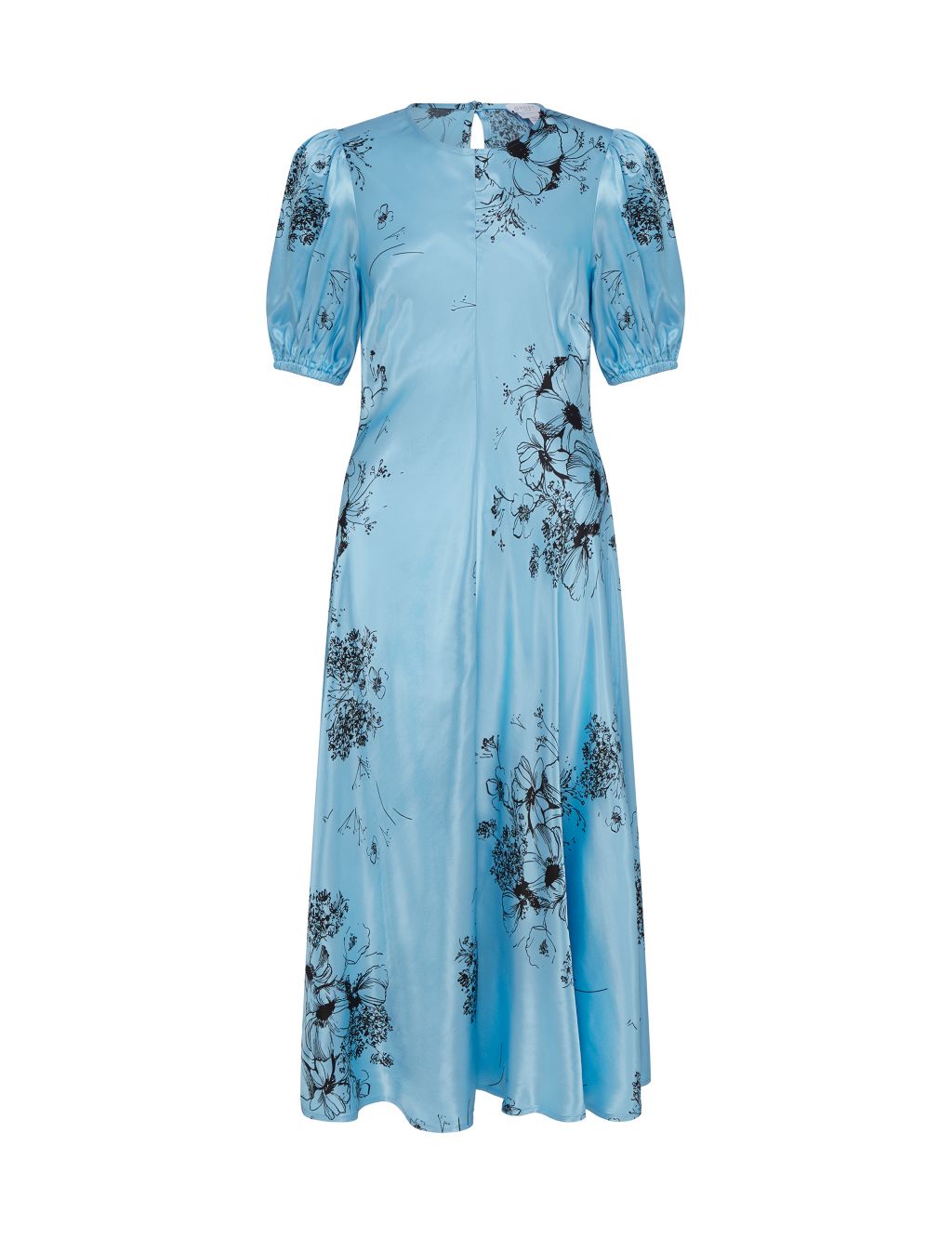 Satin Floral Midaxi Tea Dress