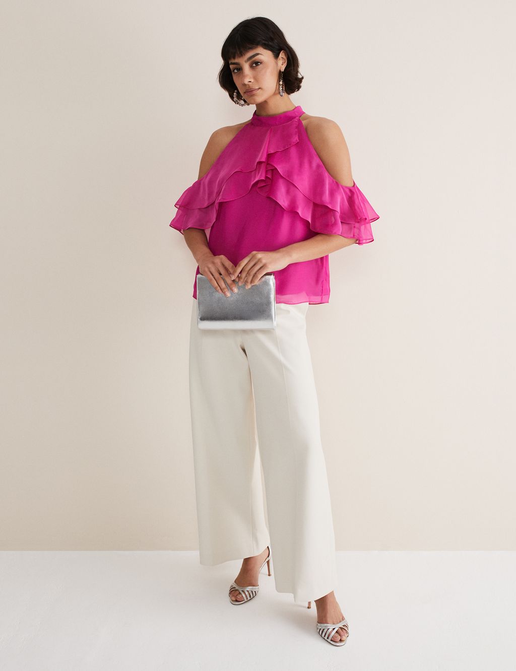Halter Neck Frill Detail Blouse with Silk image 4