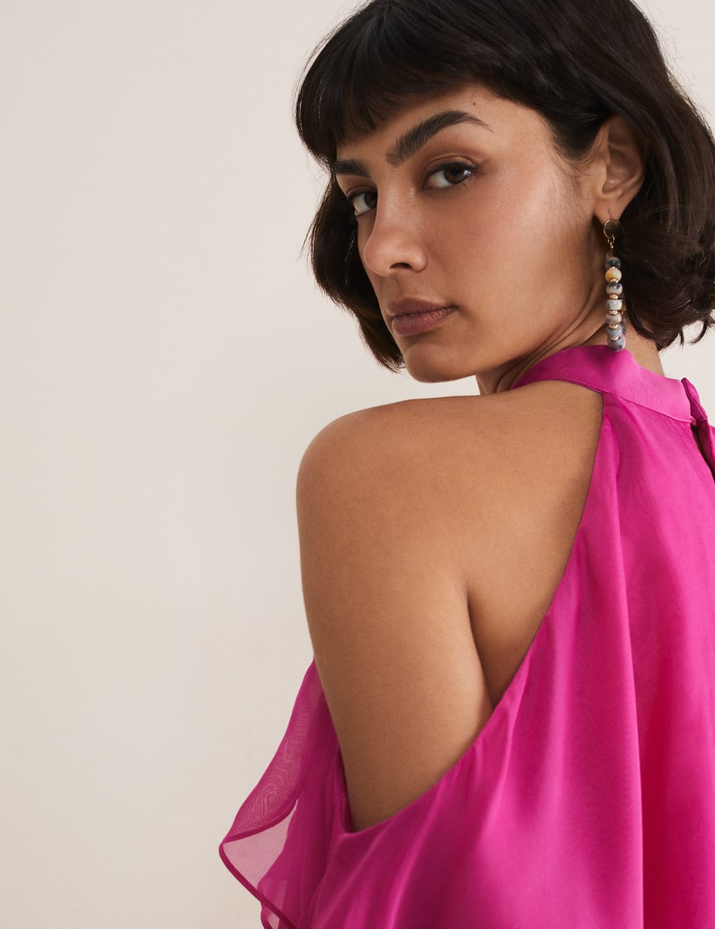 Halter Neck Frill Detail Blouse with Silk image 6