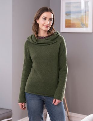 Celtic & Co. Womens Pure Wool Collared Jumper - XS - Olive, Olive,Dark Green