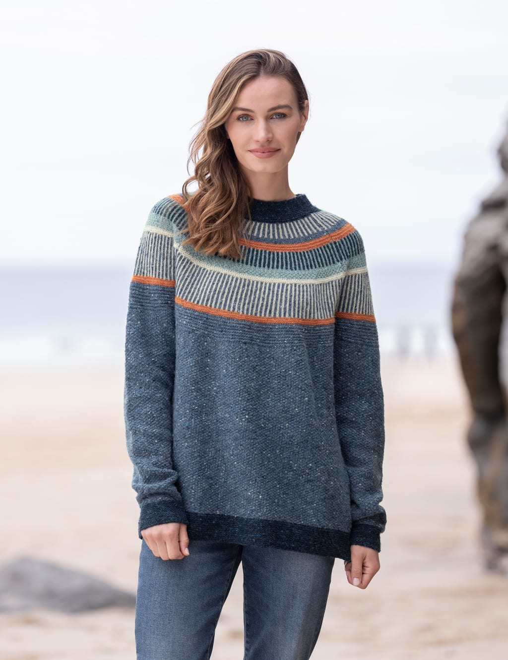 Pure Wool Striped Crew Neck Jumper