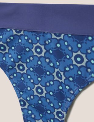 White Stuff Womens Printed Reversible Hipster Bikini Bottoms - 8 - Blue Mix, Blue Mix
