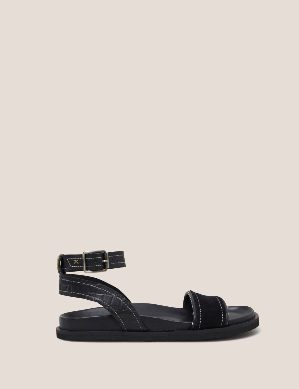 Leather Buckle Ankle Strap Flat Sandals image 1