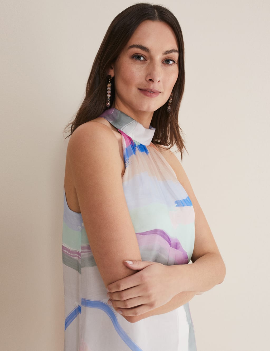 Pure Silk Printed Halter Neck Top image 3