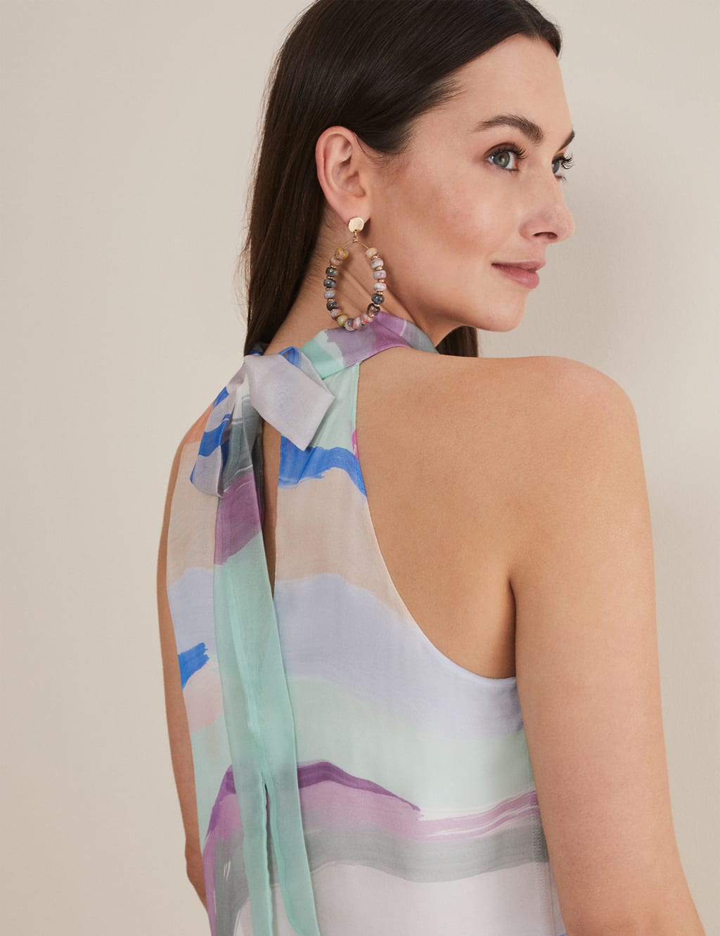 Pure Silk Printed Halter Neck Top image 4