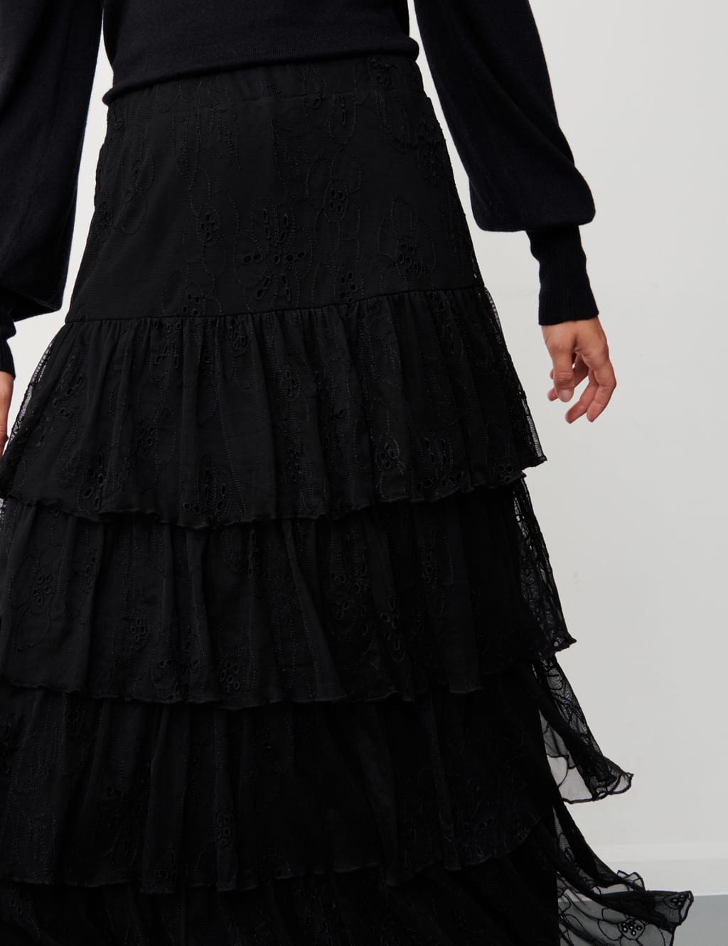Embroidered Midi Tiered Skirt image 4
