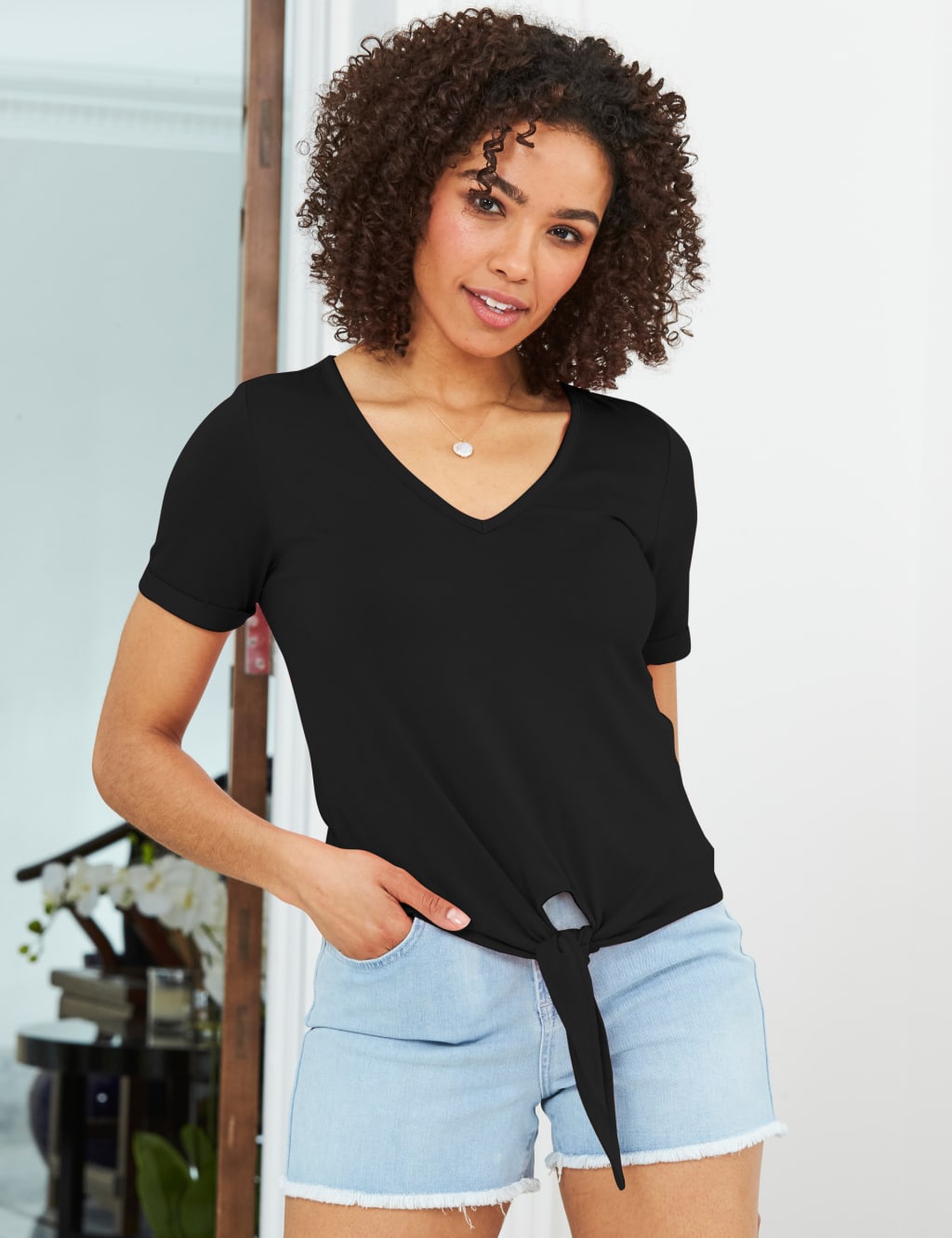 Slim T Shirts For Women Round Neck Short Sleeve Patchwork Button Temperament Casual T Shirt Female Clothing Summer New