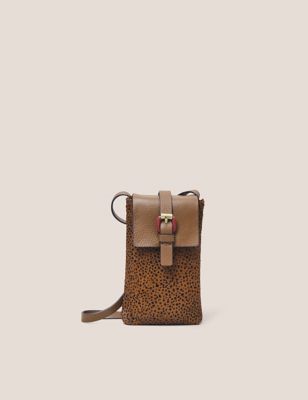 White Stuff Womens Leather Cross Body Phone Bag - Brown Mix, Brown Mix