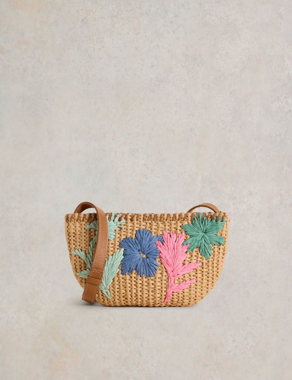Jute Embroidered Floral Cross Body Bag