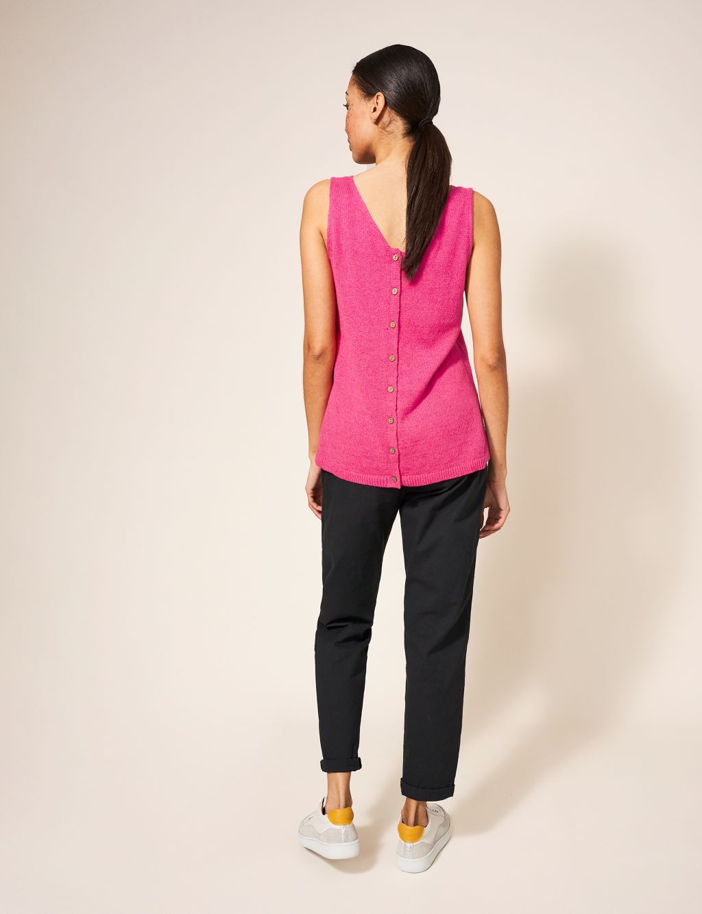 Linen Blend V-Neck Knitted Vest image 3