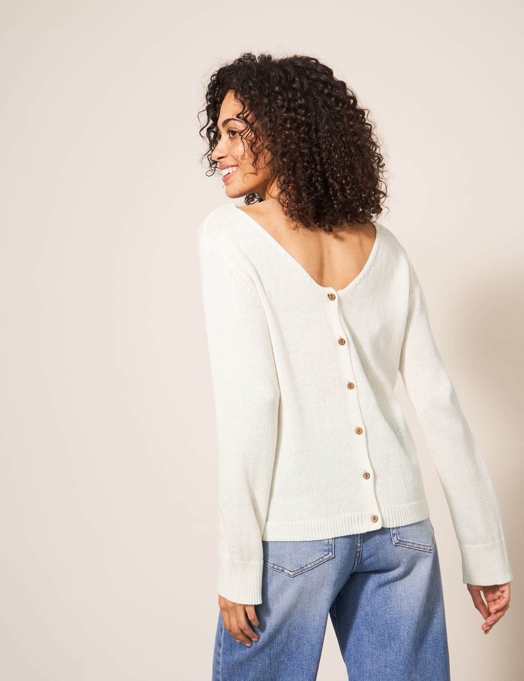 Cotton Rich Knitted V-Neck Cardigan image 3