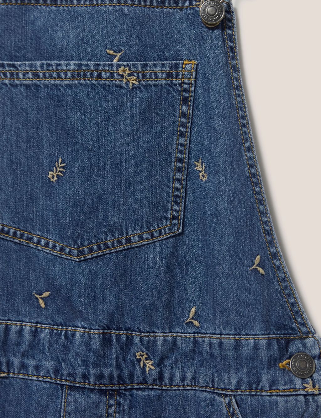Denim Embroidered Cropped Dungarees image 5
