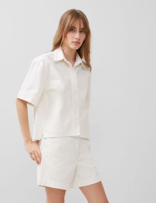 French Connection Women's Denim Button Through Shirt - Cream, Cream
