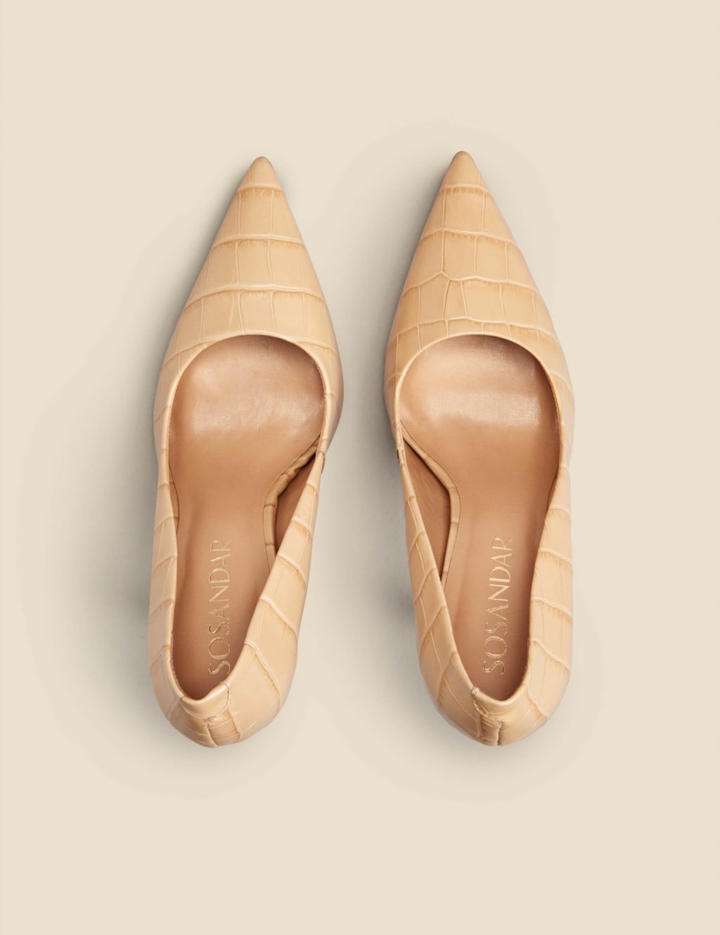 Leather Croc Stiletto Heel Court Shoes image 3