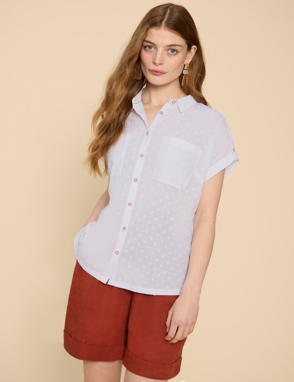 Pure Cotton Textured Button Through Shirt