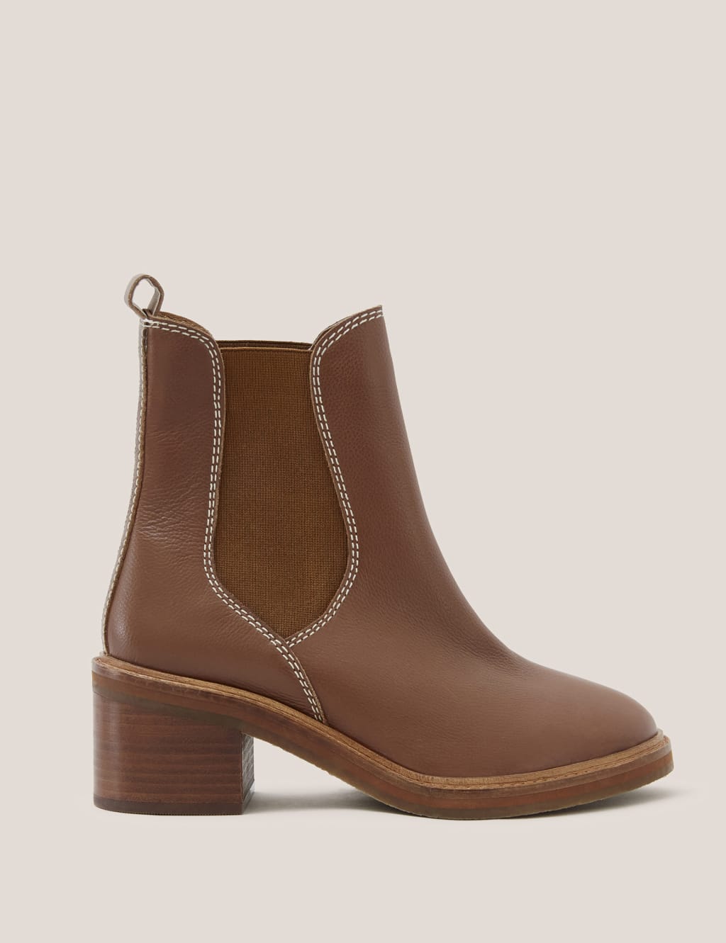 Leather Chelsea Block Heel Ankle Boots image 1