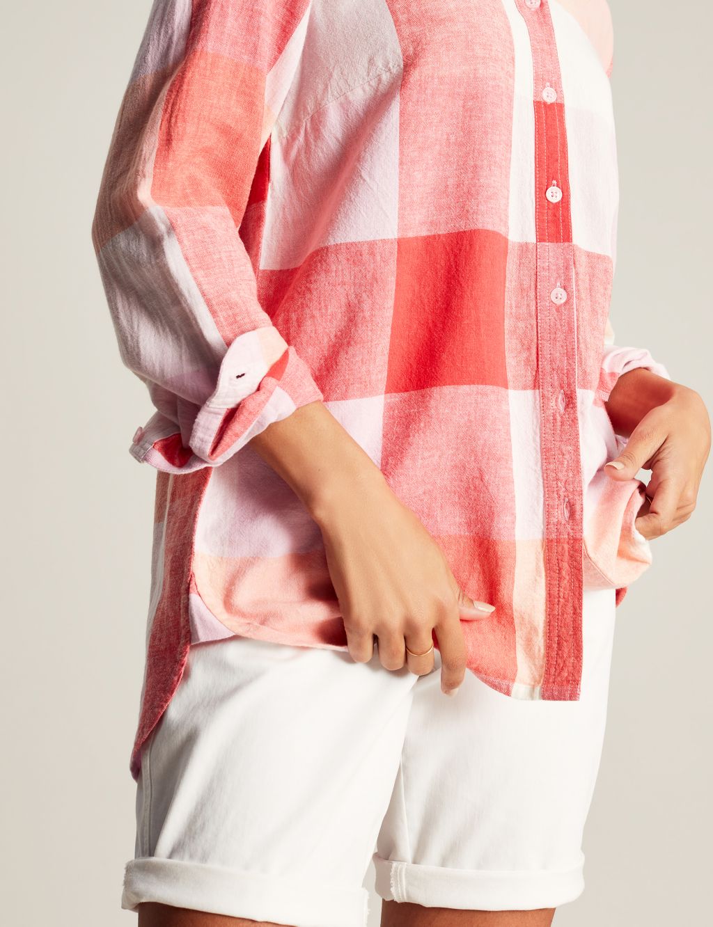 Cotton Rich Checked Longline Shirt image 5