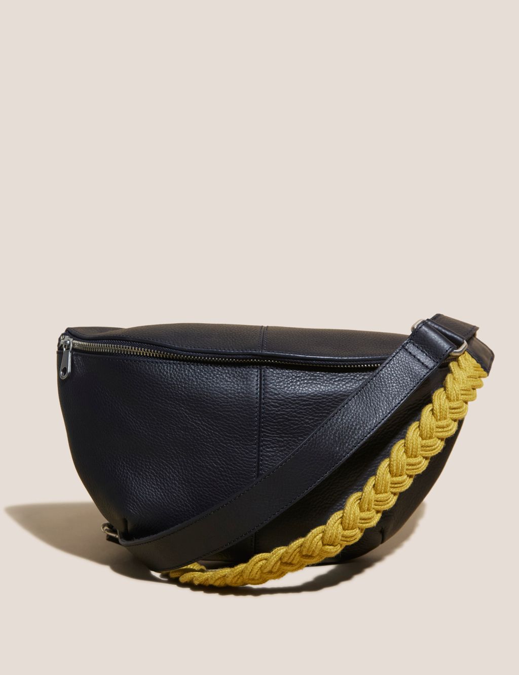 Leather Braided Handle Shoulder Bag