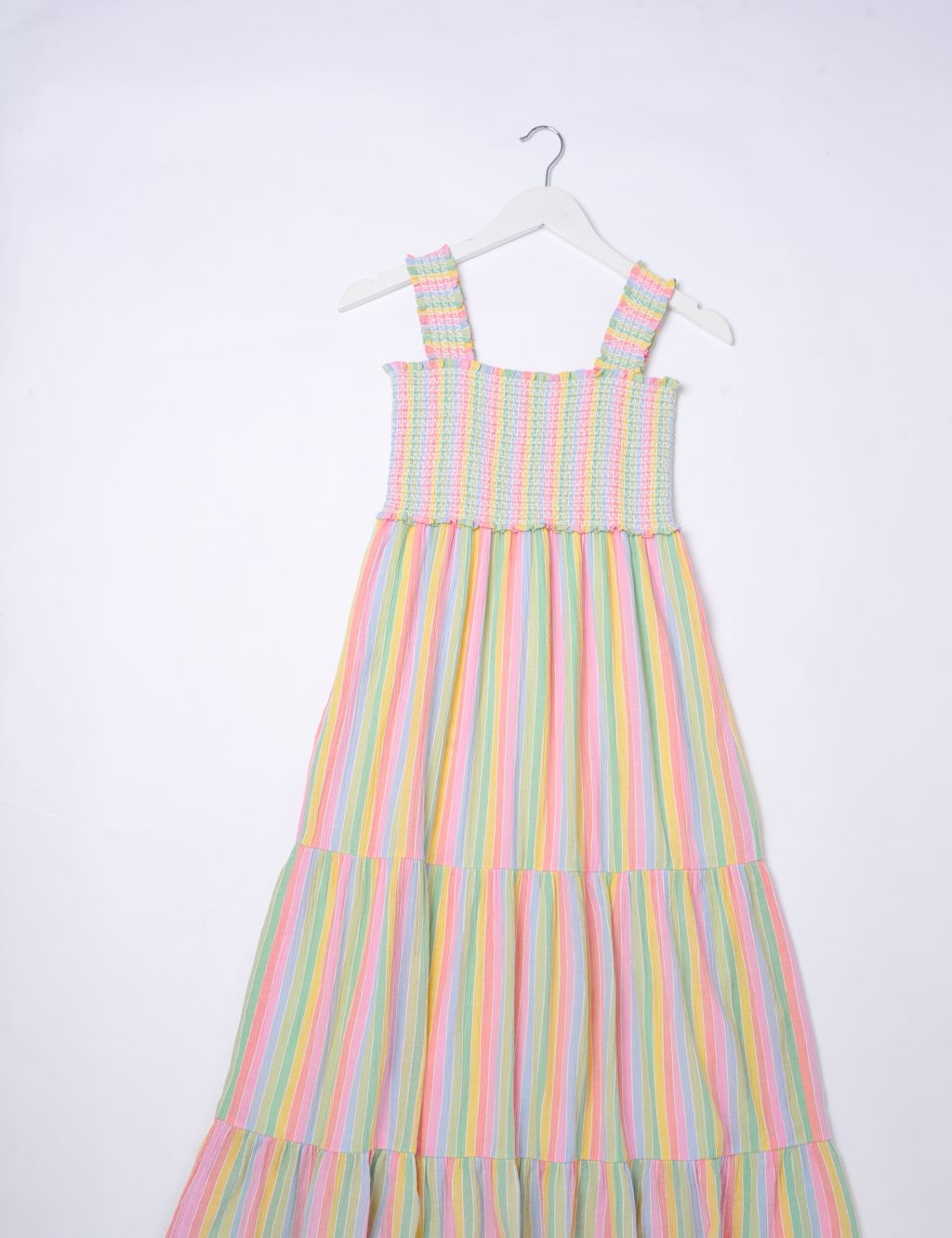 Pure Cotton Striped Midaxi Tiered Dress image 2