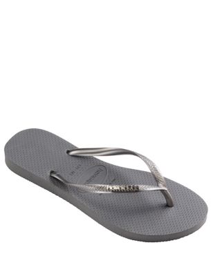 Havaianas Womens Flip Flops - 39/40 - Grey, Grey,Black
