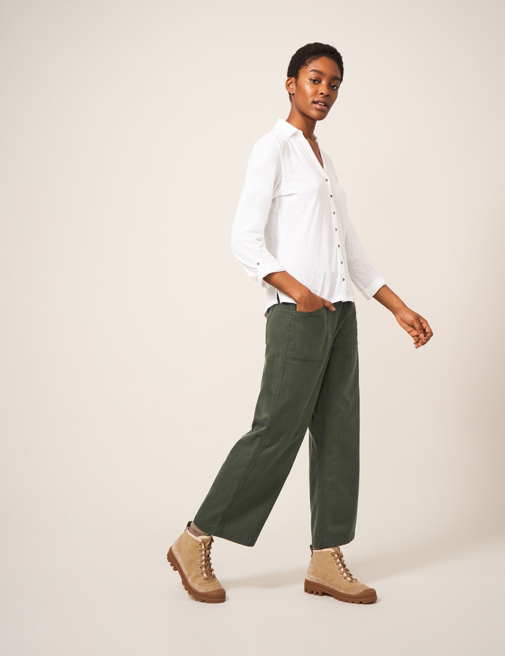 Cotton Blend Wide Leg Culottes image 1