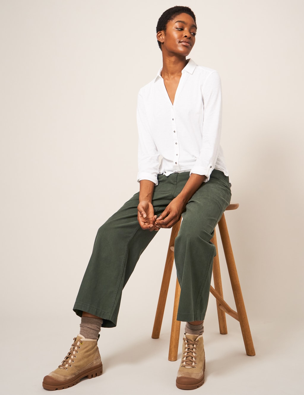 Cotton Blend Wide Leg Culottes image 2