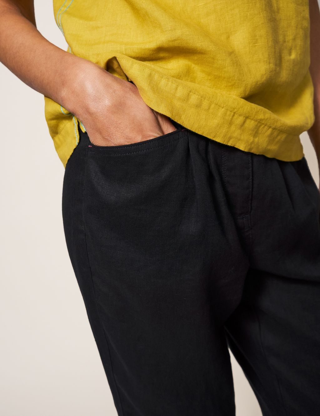 Pure Linen Tapered Trousers image 4