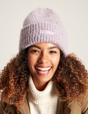 Joules Womens Knitted Beanie Hat - Purple, Purple