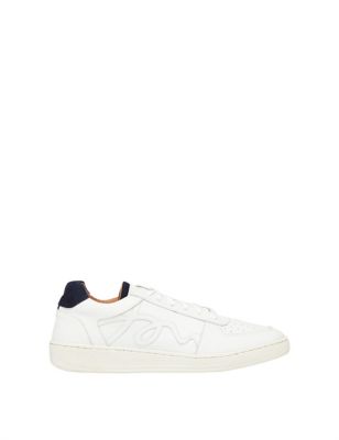 Joules Womens Leather Lace Up Trainers - 4 - White, White