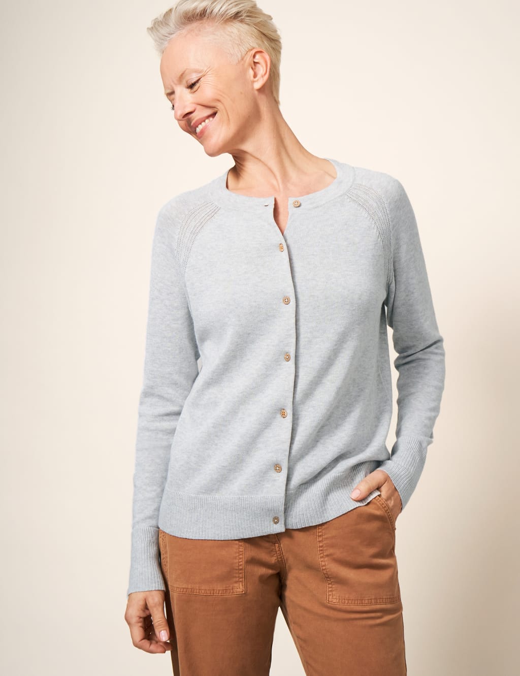 Pure Cotton Crew Neck Cardigan image 1