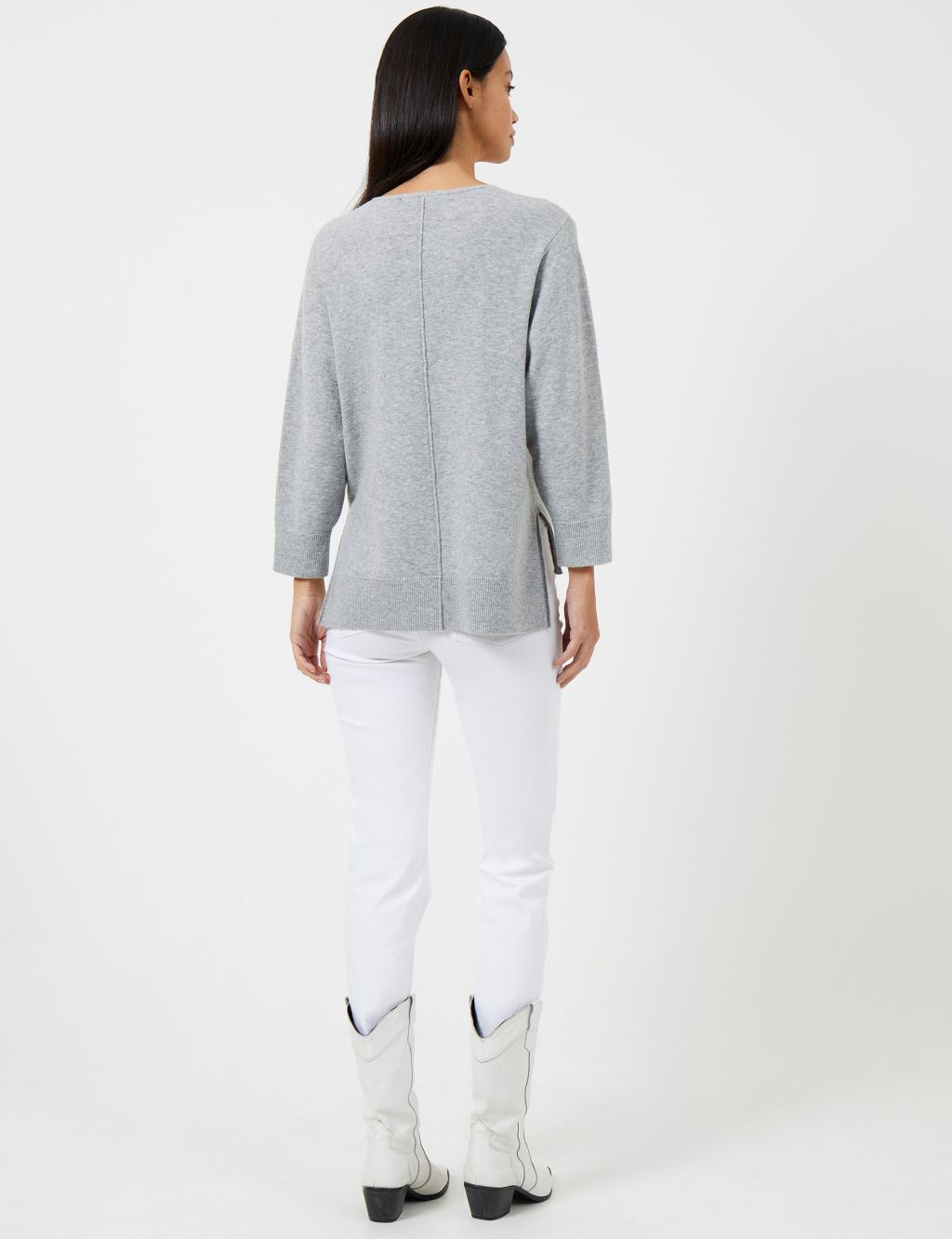 Textured V-Neck Relaxed Jumper with Wool image 4