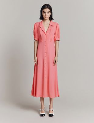 Ghost Womens Puff Sleeve Midaxi Shirt Dress - XS - Pink, Pink