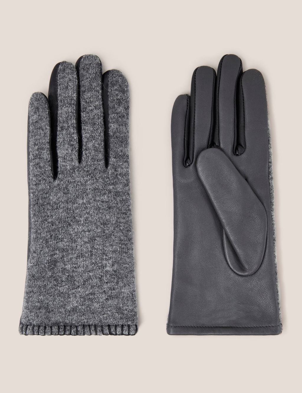Leather Knitted Gloves