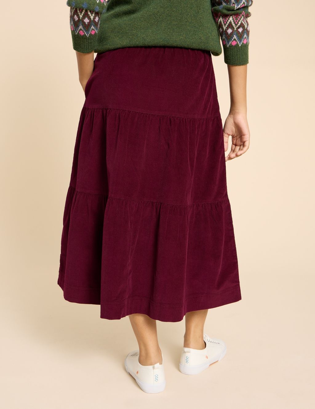 Cord Midi Tiered Skirt image 4