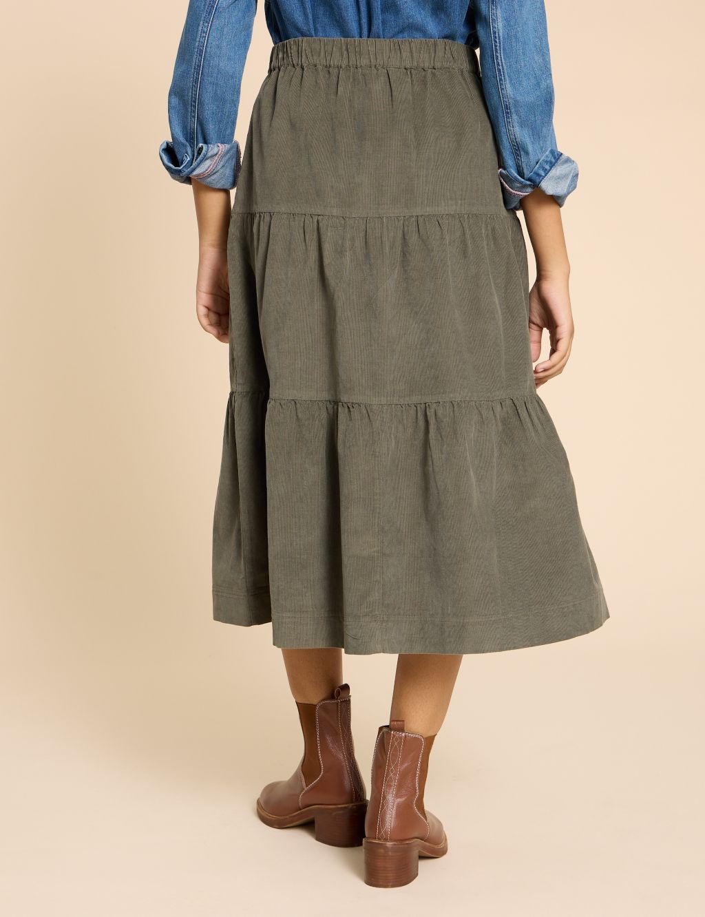 Cord Midi Tiered Skirt image 4