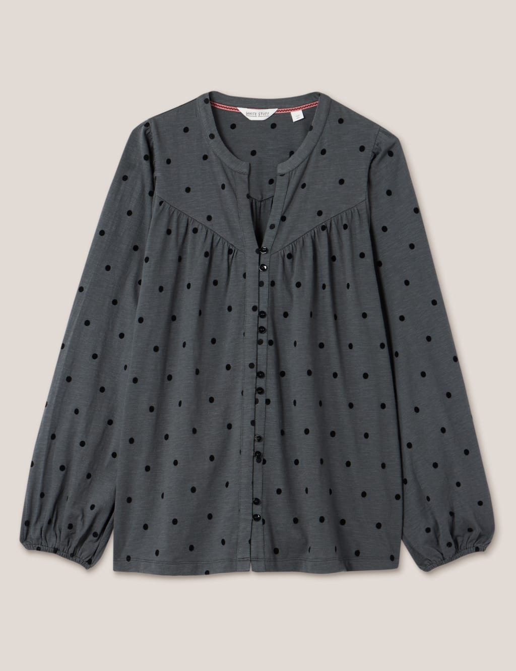 Pure Cotton Polka Dot Notch Neck Blouse image 6