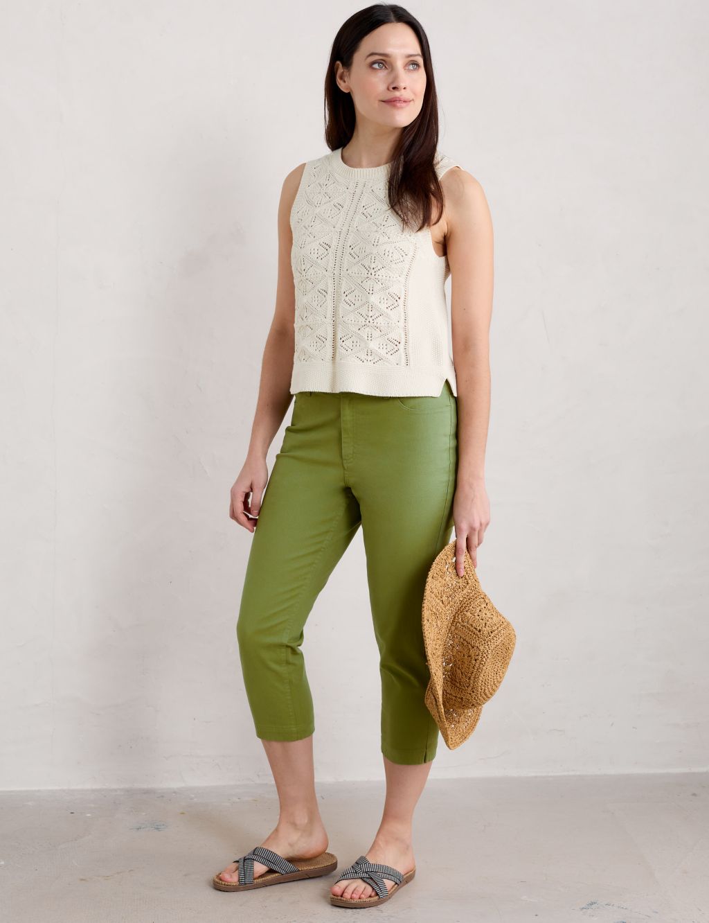 Cotton Rich Slim Fit Cropped Trousers